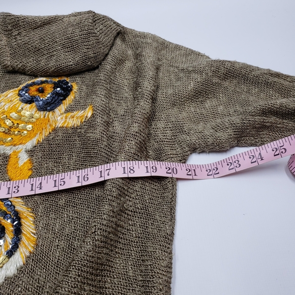 Vintage Women's  Sweater Brown Bronze Sequin Fish Medium Large - Picture 9 of 15